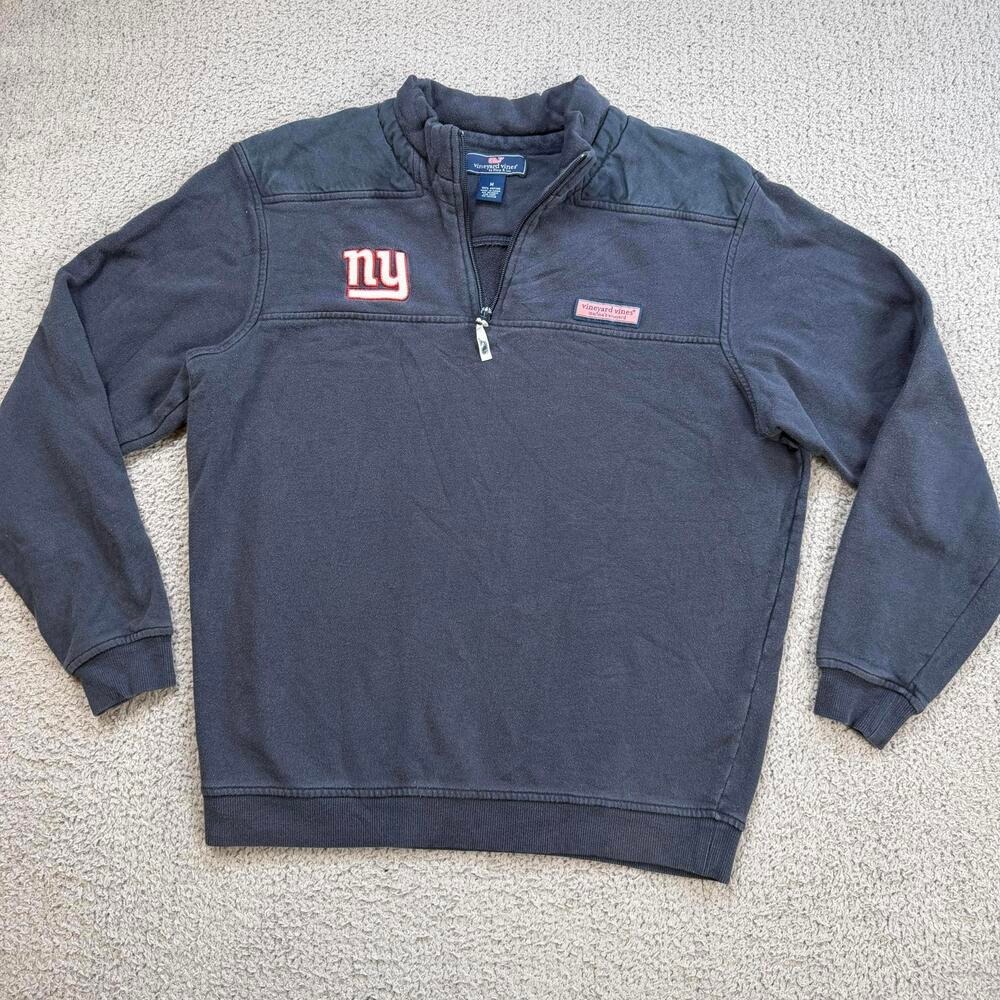 Vineyard Vines New York Giants Quarter Zip Pullover Sweatshirt Gray Mens M NFL
